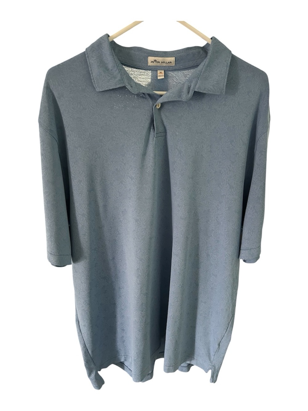 Peter Millar Men's Blue Textured Short-Sleeve Polo